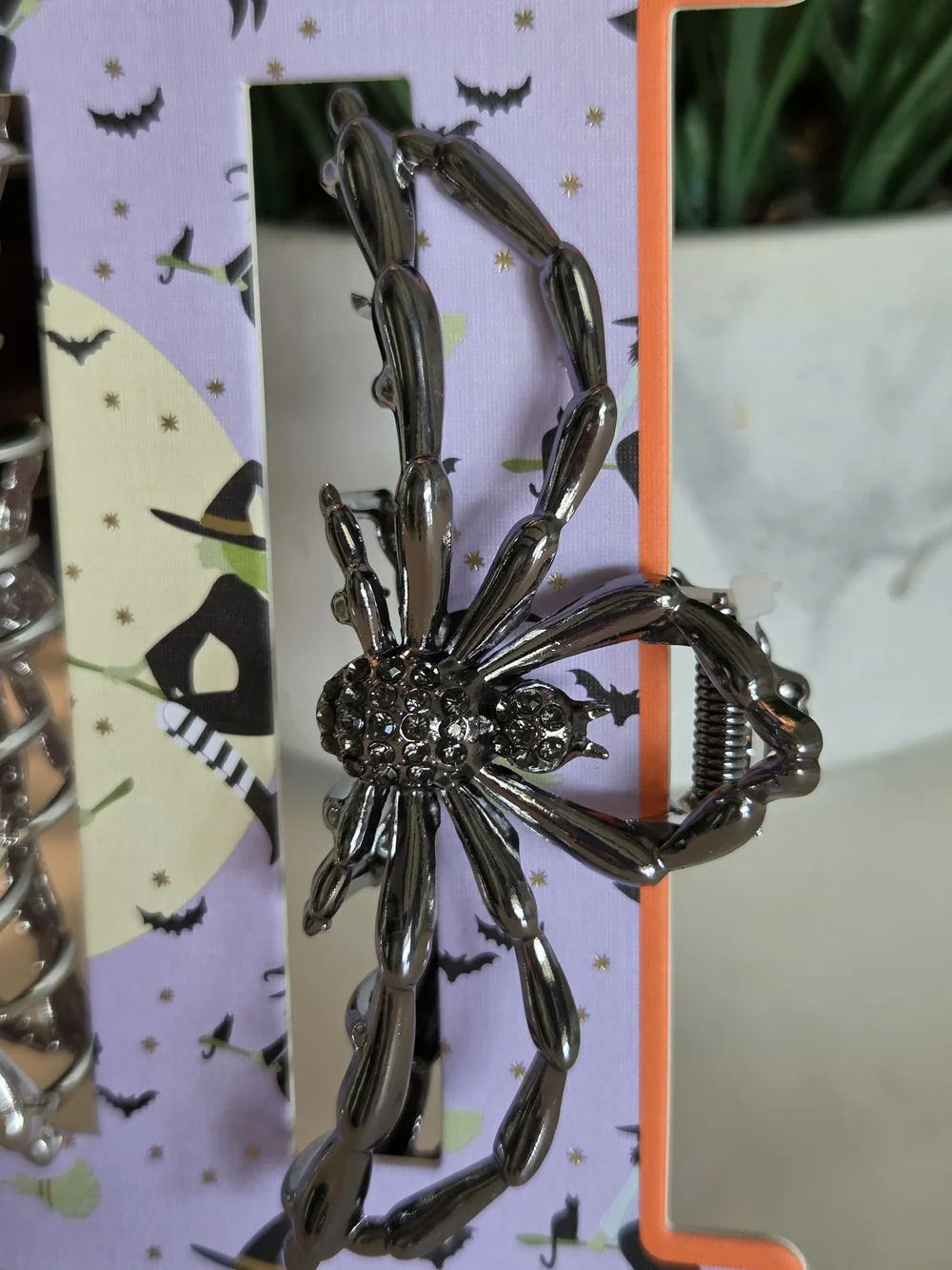 Piper K Silver and Gunmetal Spider Large Hair Clips - Set of 2